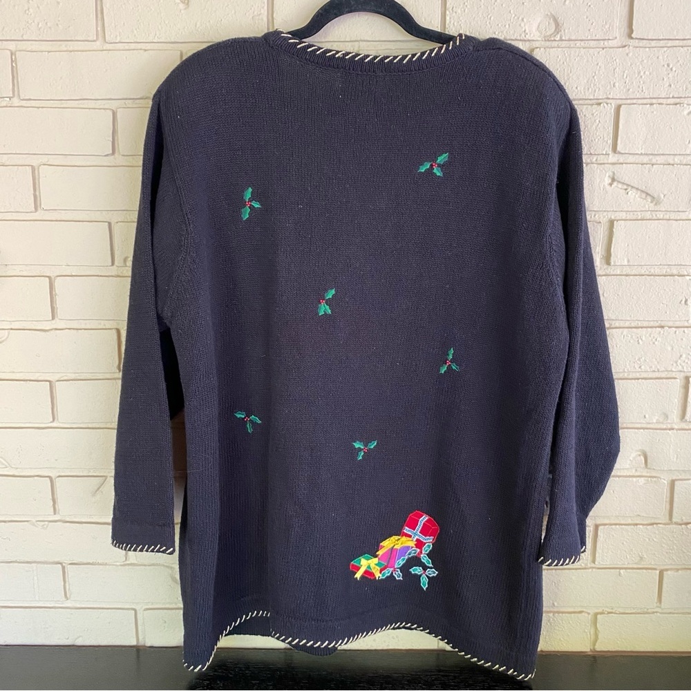 VTG Women's Quacker Factory Christmas Holiday Bows Button-Up Sweater Size 1X - Picture 4 of 7